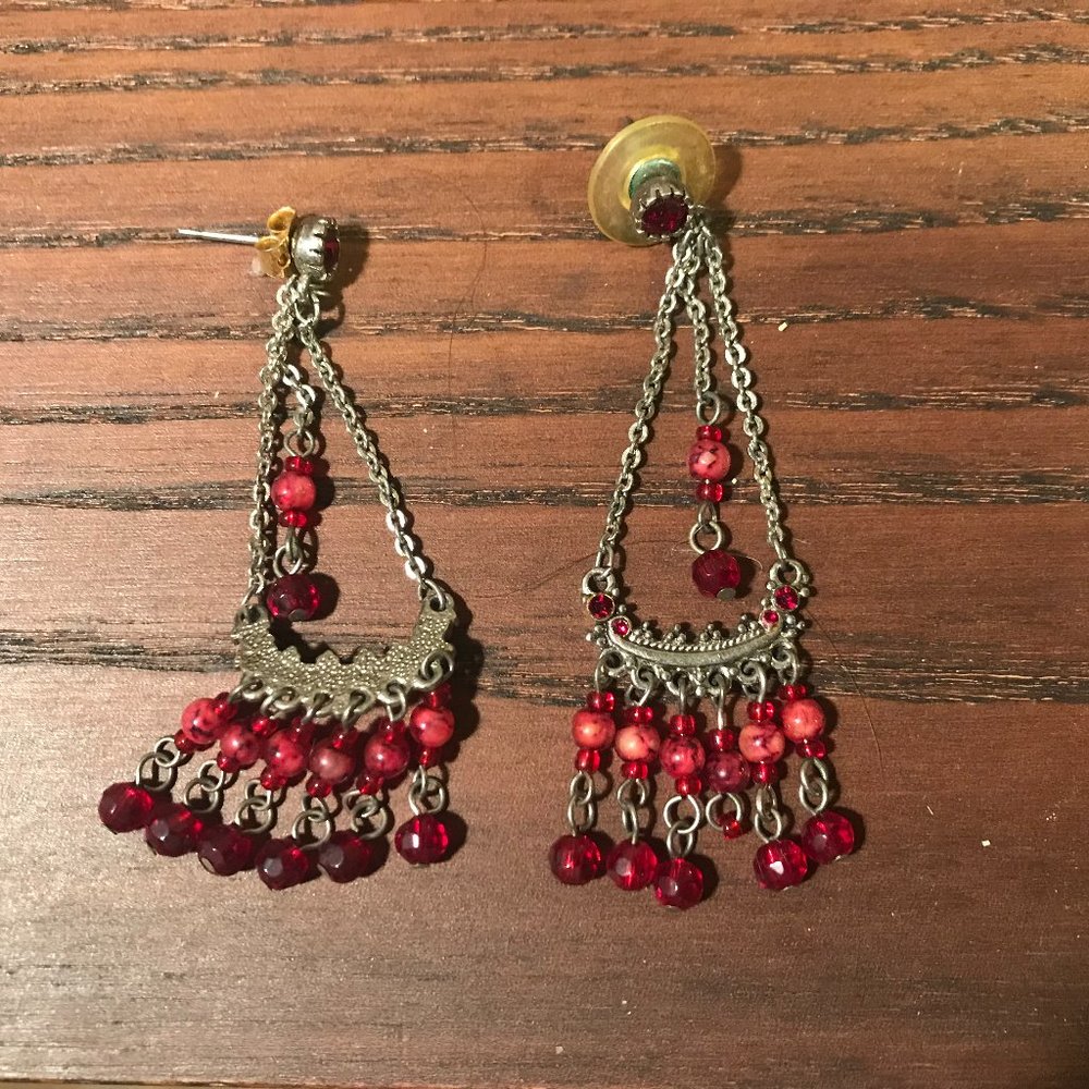 Red Dangle Earings